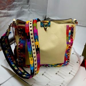 Valentino Flip-Lock Rockstud White Leather Multicolor